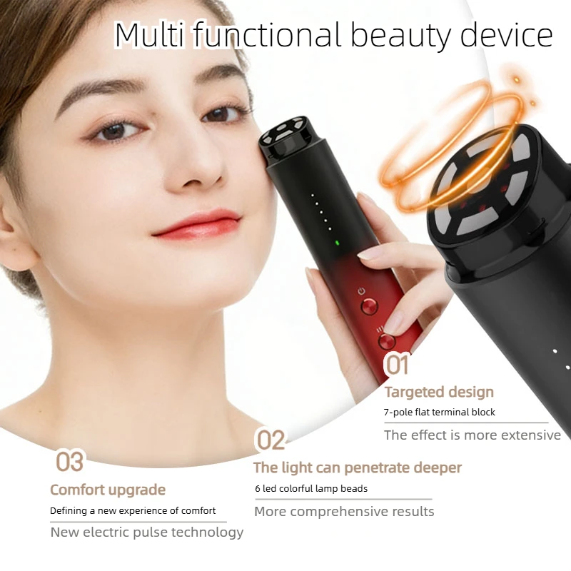 

Многофункциональный косметический прибор с двойным режимом работы: осветление кожи, омоложение с помощью красного света, введение микроэлектропроявляющих токов для впитывания эссенции.