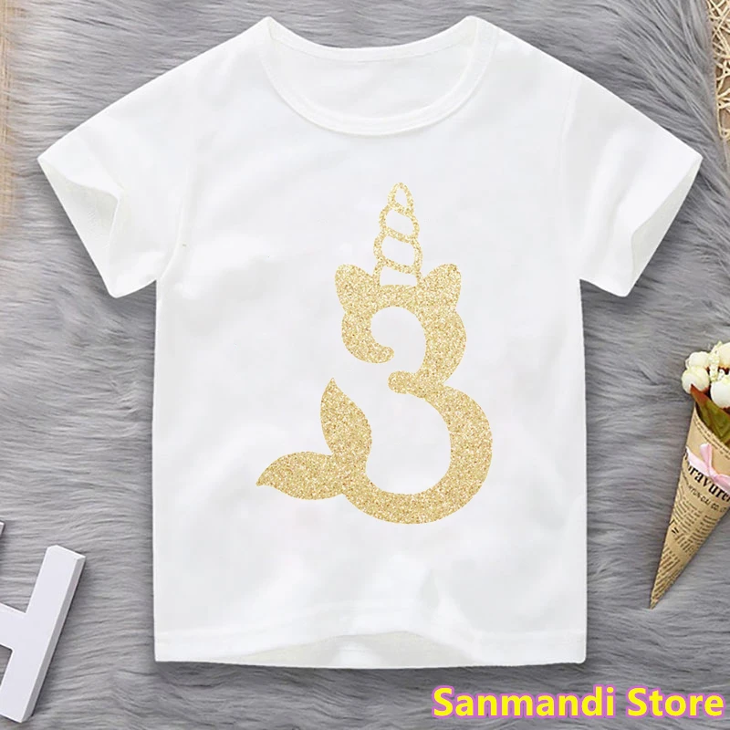 

2th-4th Birthday Gift for Girls Children'S Clothing Kawaii Unicorn/Mermaid/mouse Animal Print Tshirt Harajuku Shirt Kids Clothes