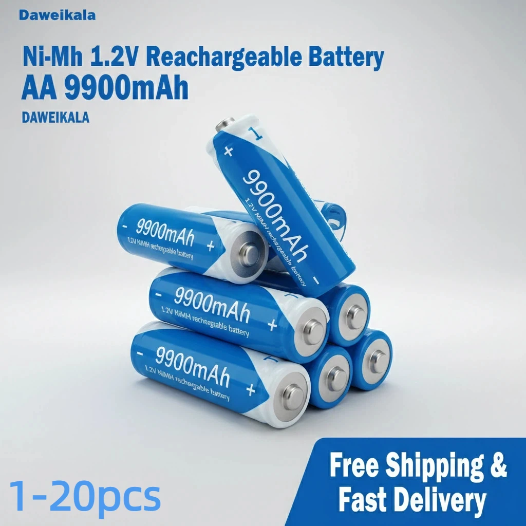 

AA 1.2V Rechargeable Battery 9900mAh Ni-MH High Capacity Batteries for KTV Microphone Wireless Mouse Remote Control Wholesale