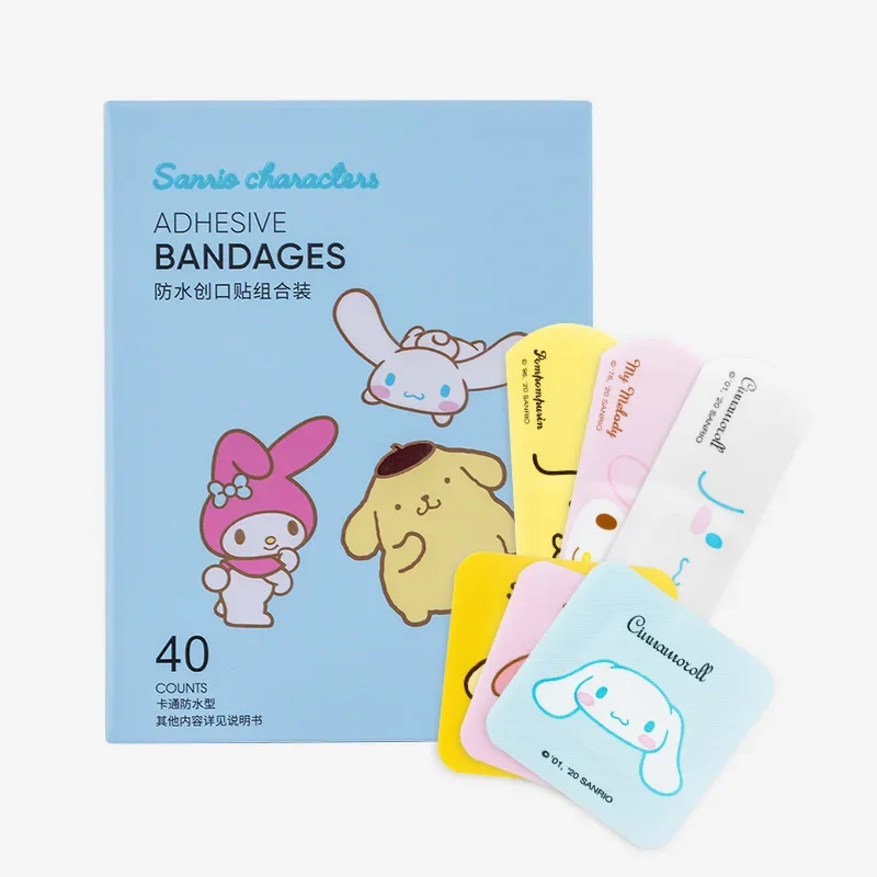 Hello Kitty Sanrios Kit Band Aid My Melody Anime 40Pcs Waterproof Adhesive Bandages Wound Plaster First Aid Emergency Stickers