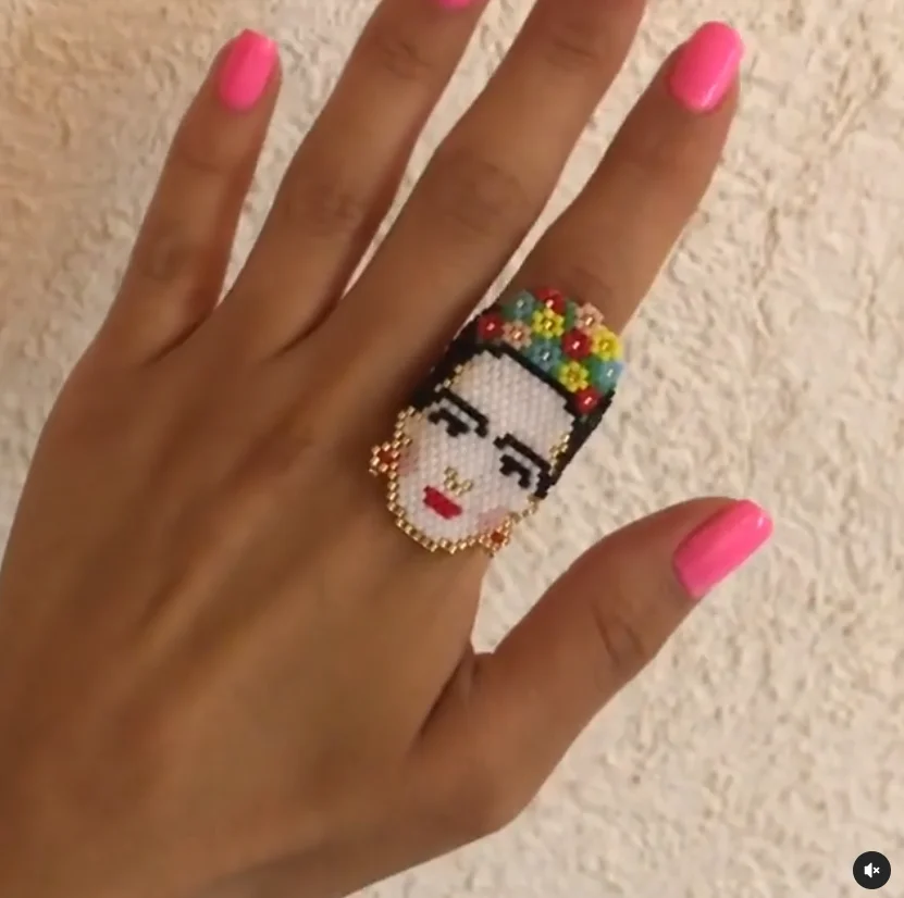 Mexico Artist Handmade miyuki Jewelry Ring Unique Design Adjustable Fashion Face Shape Ring 