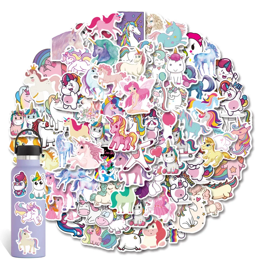 ​100 Sheets Magical Pink Unicorn Doodle Stickers - Kawaii Waterproof Decals for Journals, Phones & DIY Crafts