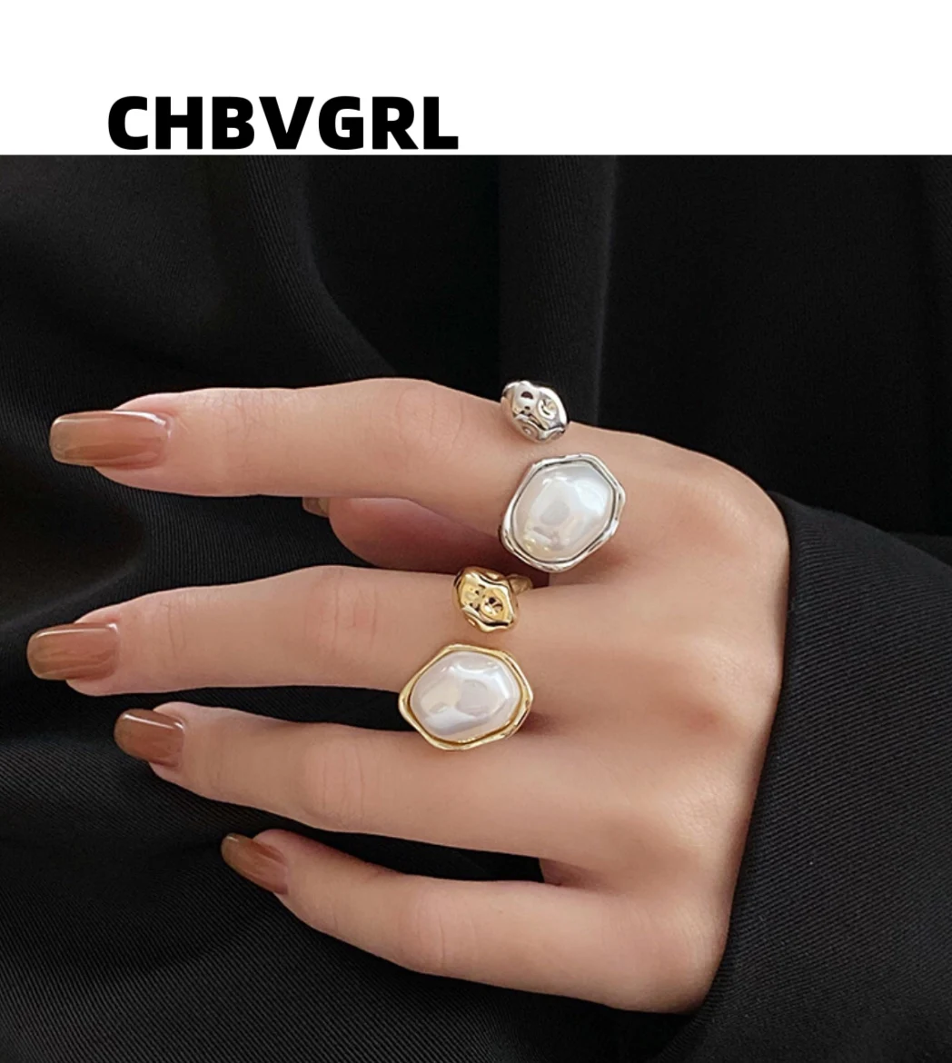 

Hot-selling irregular oval pearl open ring, European and American style, high-end design, ring finger ring