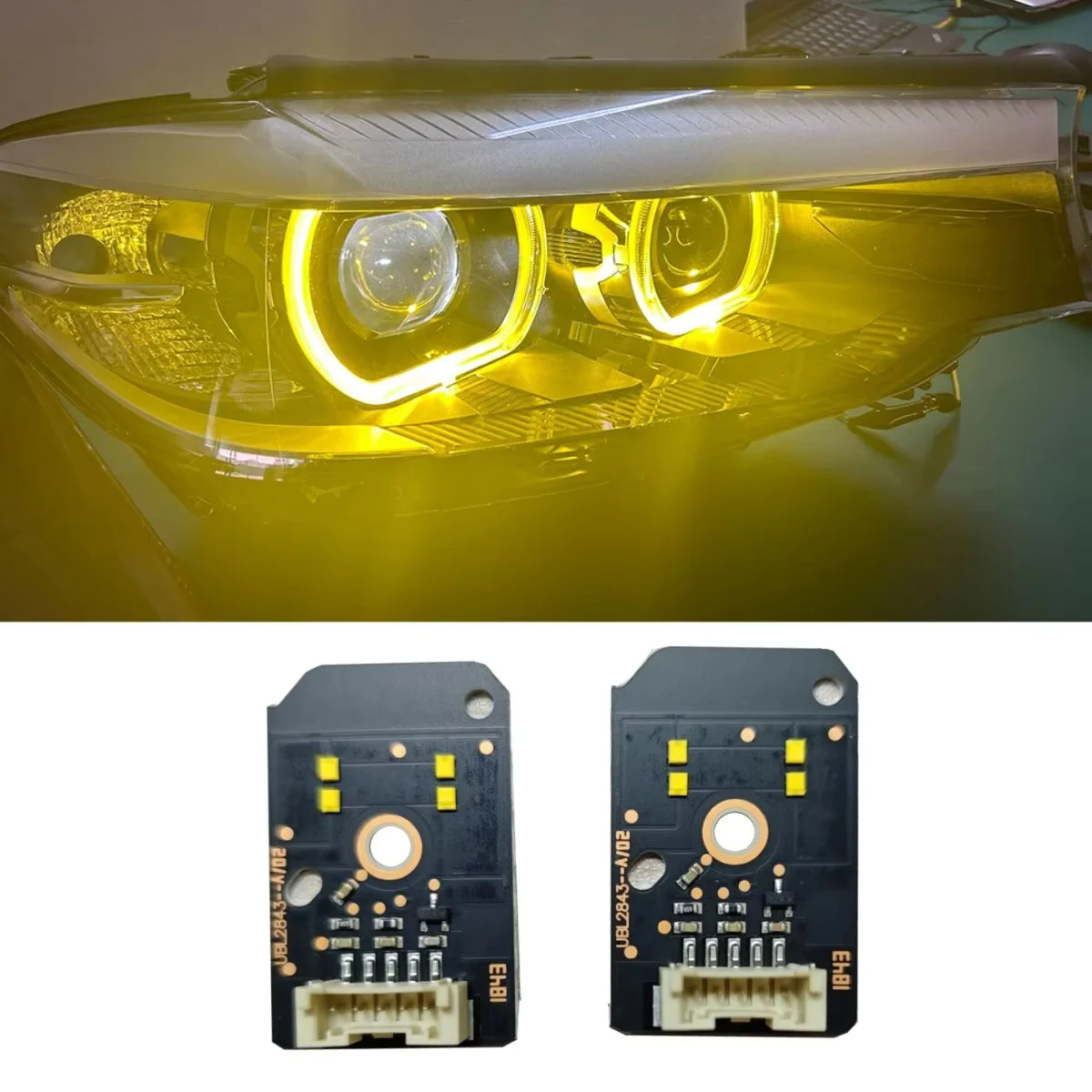 

1 Pair Headlight DRL LED Board Angel Eye Ring Lemon Yellow Color 63117214934 For BMW G31 G30 G38 2018 2019 2020 Low Version