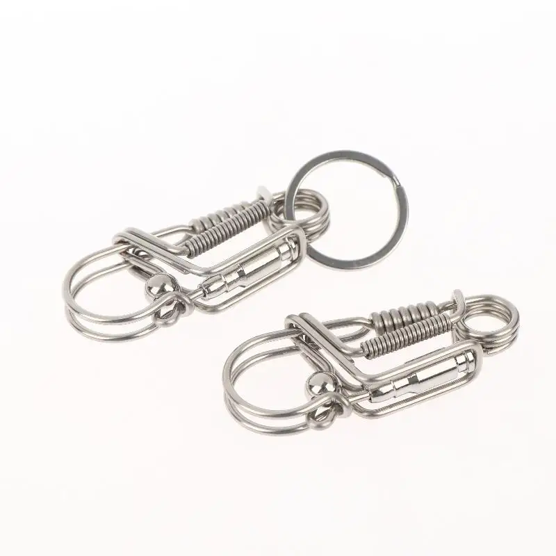 Schlüsselanhänger aus Edelstahl, handgefertigt, poliert, mechanischer Schlüsselring, zum Aufhängen an der Taille oder an der Tasche, als Geschenk für Männer. – Detail 5