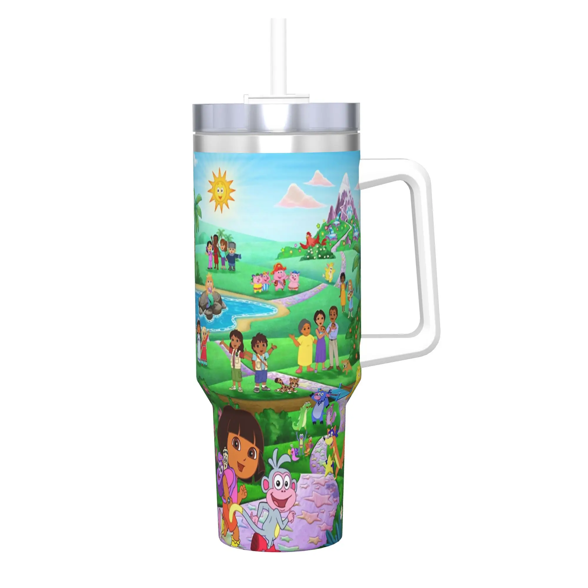 D-Doras The Explorers Tumbler With Straw  Stainless Steel Tumblers Mug Double Wall Vacuum Insulated for Cold Or Hot 40oz