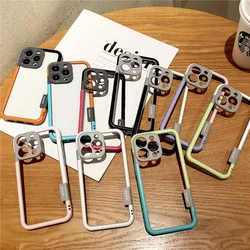 For IPhone 16 15 Pro Max 14 Plus 13 Mini Case Colorful Soft Silicone Bumper Frame Shockproof Protect Cover No Back Border Case