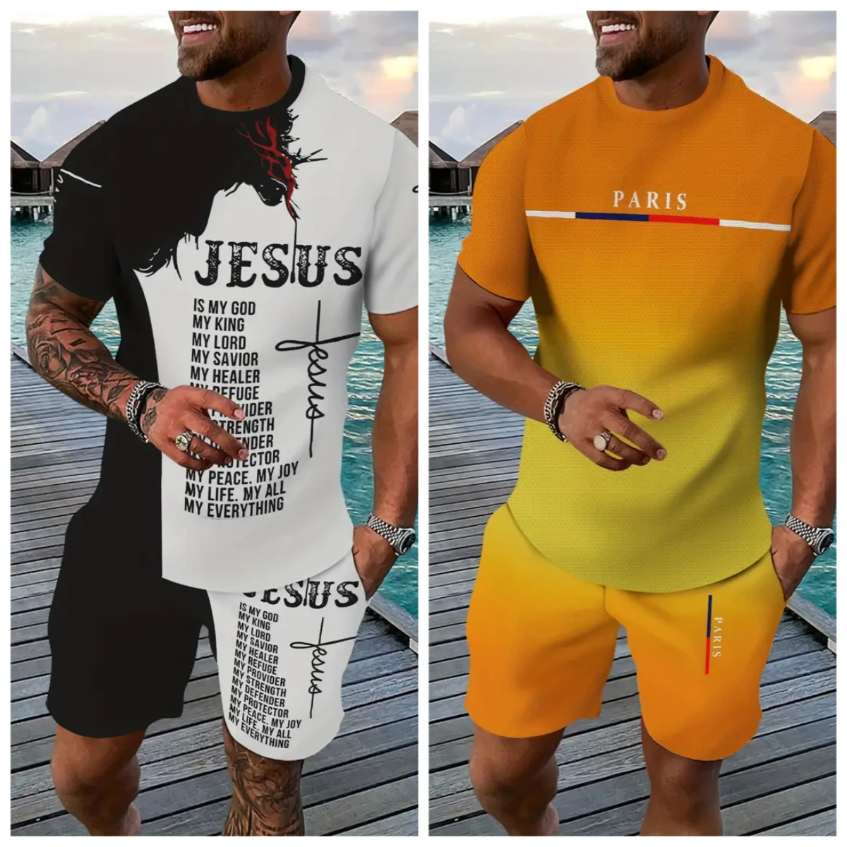 

2025-26 Summer Hot-selling New Trend Design 3D Printing Street Breathable and Comfortable Men's Short-sleeved Shorts Set