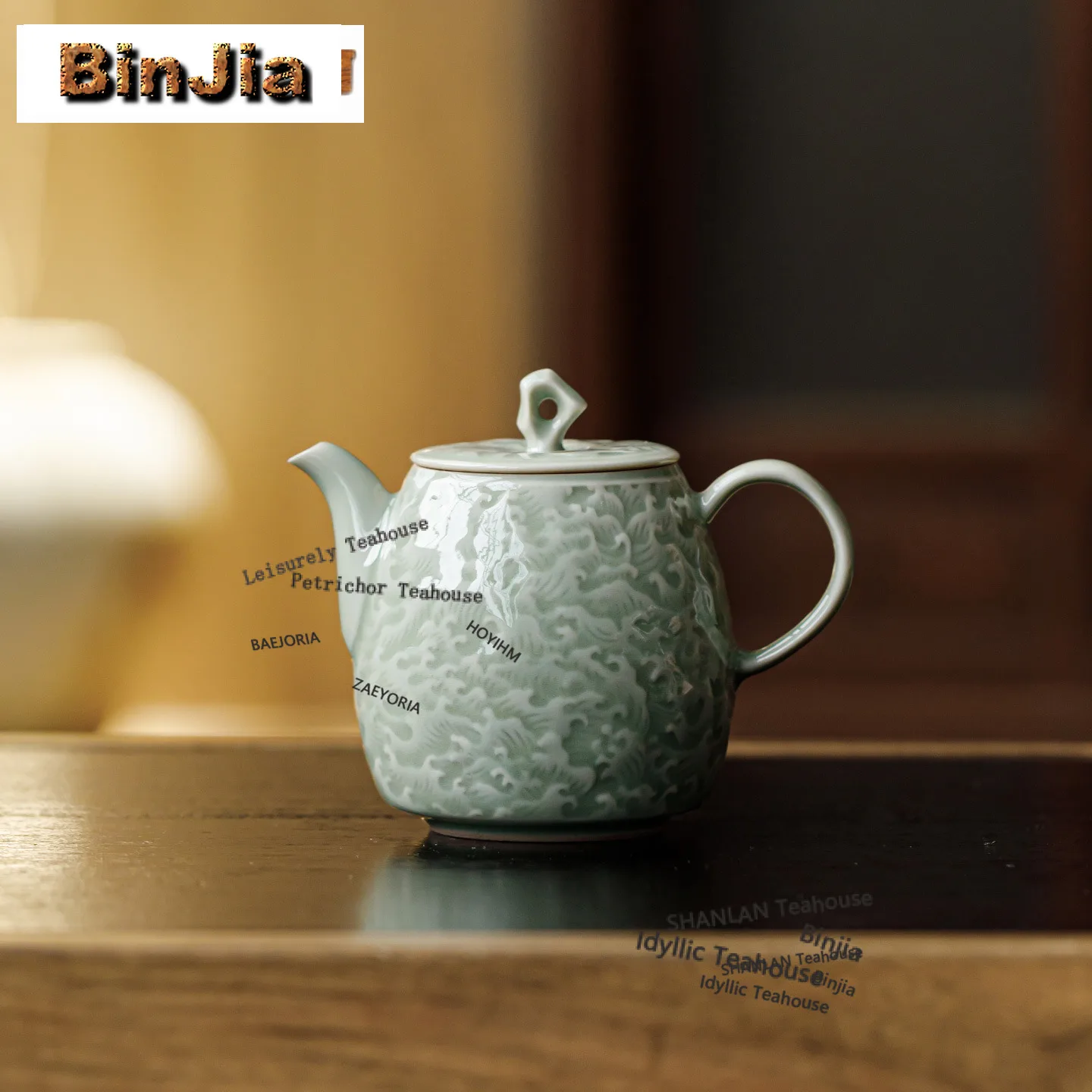 BAEJORIA 175ml Relief Sea Wave Teapot Luxury Tea Infuser Pot Tea Making Kettle With Strainer Oolong Tea Teaware Supplies Gifts