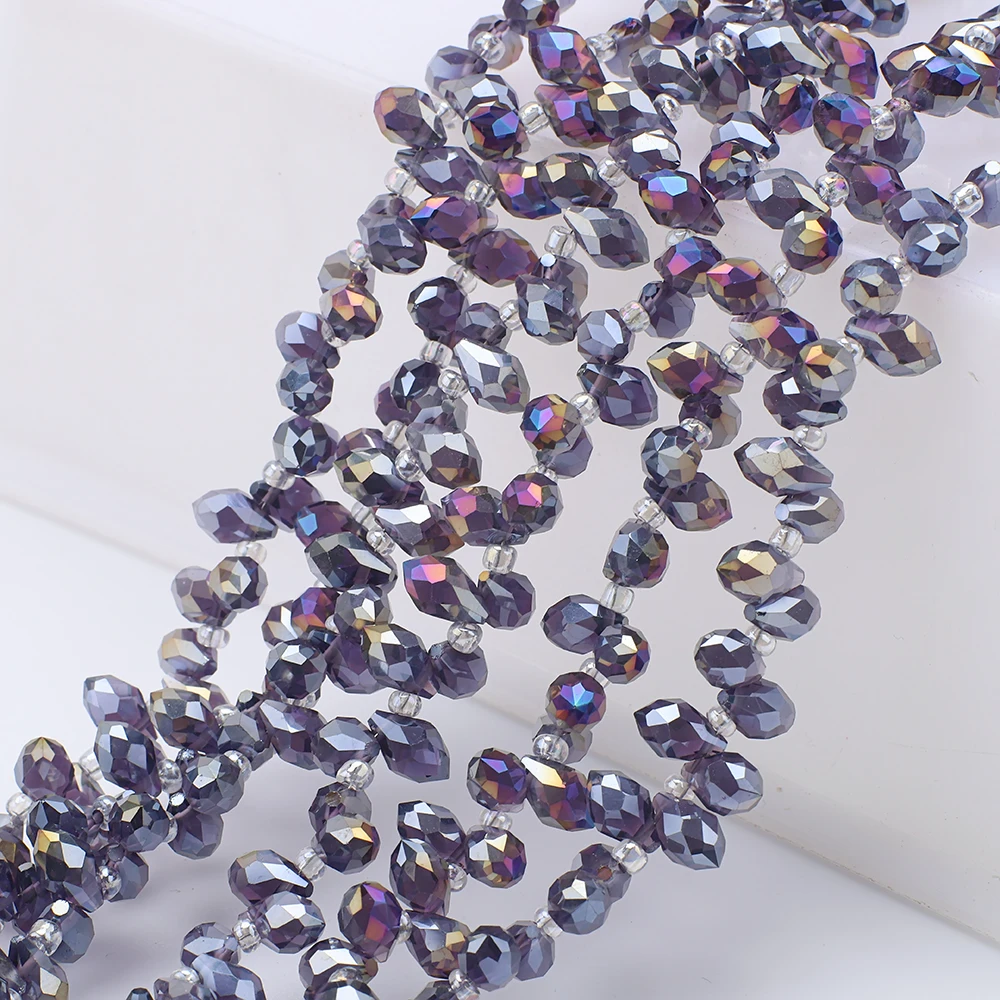 95Pcs/Lot 5x8mm Purple Side Hole Water Drop Crystal Glass Loose Beads Pear Shape DIY Jewelry Making Bracelets Necklaces Earrings
