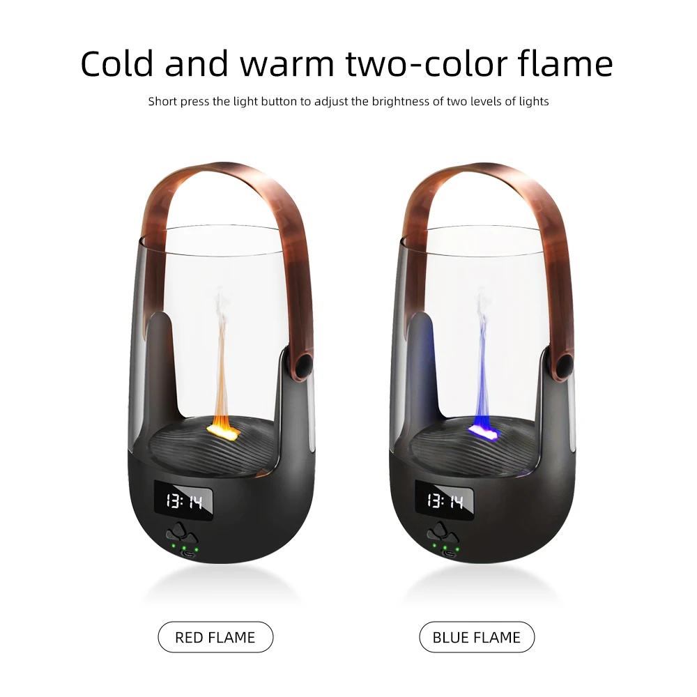 炎が見えるエッセンシャルオイルディフューザー,3つのタイマー設定,アンビエントライト,自動シャットオフ,200ml