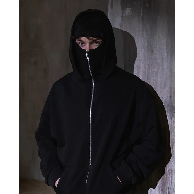 Doppelte Hutmaske mit Reißverschluss, für Herren, Winter, winddicht, Kapuzenpullover, Sportjacke, Outdoor-Aktivitäten, Wandern, Reisen, Laufen, Sweatshirt ﻿