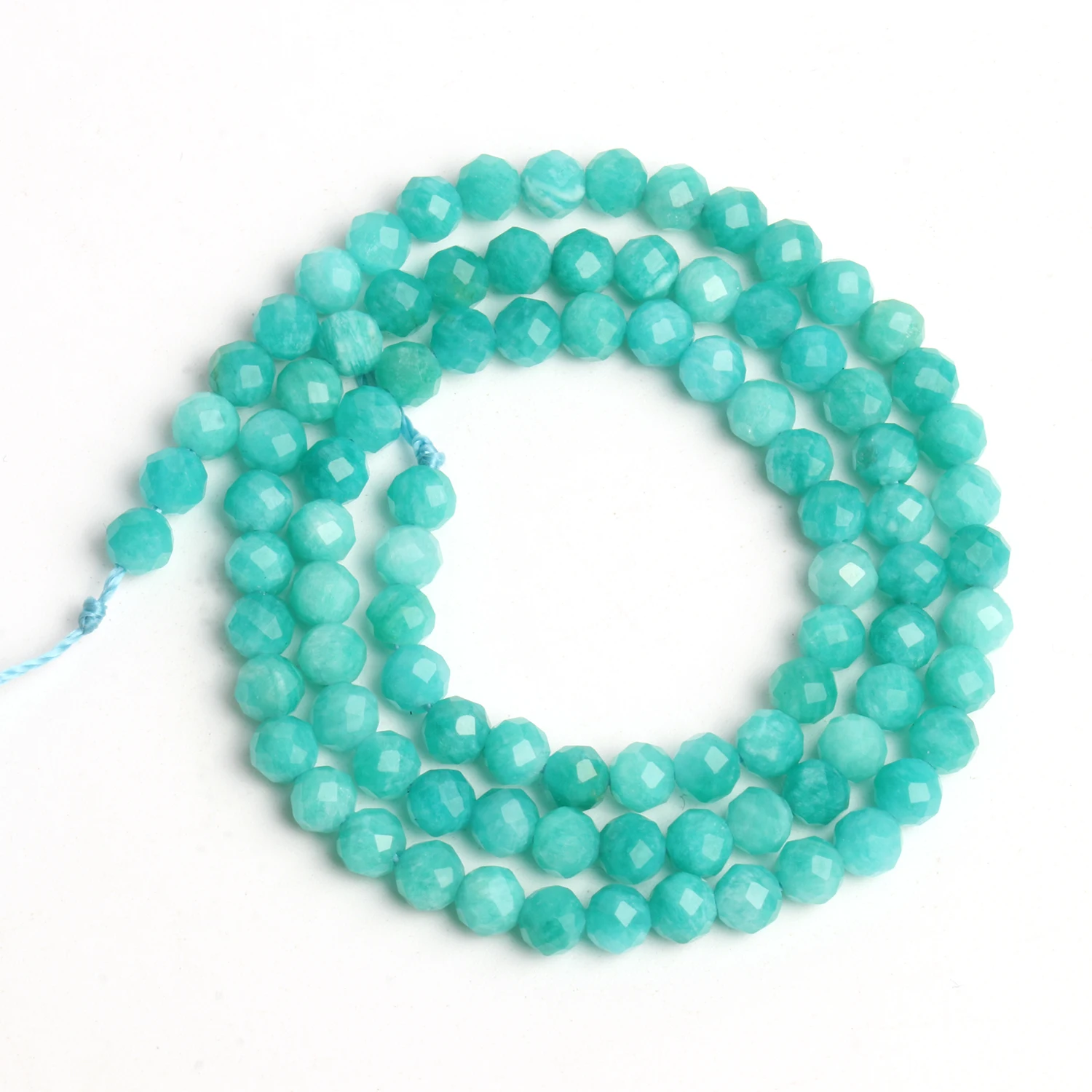 2/3/4mm Blue Amazonite Natural Stones Faceted Loose Spacer Waist Beads Handmade Charm Women Making Jewelry Bracelet Necklace