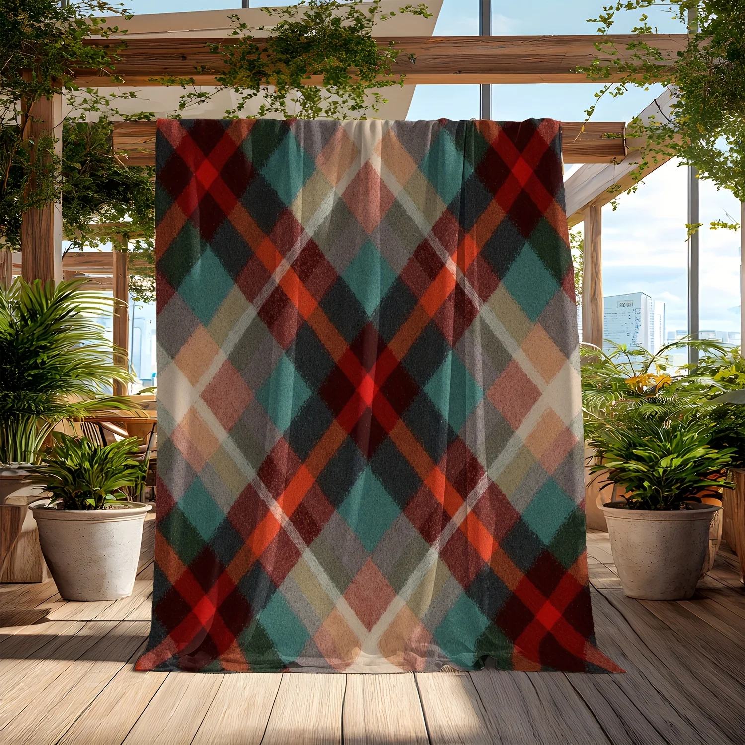 Cozy Plaid Throw Blanket for Sofa Bedroom Decor Chunky Knit Throw Blanket for Couch