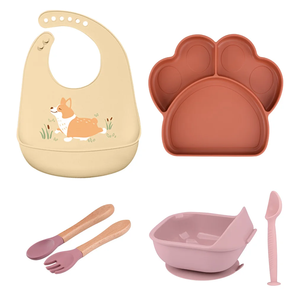 

Baby Supplies Bowls Plates Spoons Cups Silicone Suction Feeding Cutlery BPA Free Non-Slip Baby Cutlery Kids Feeding Bowls