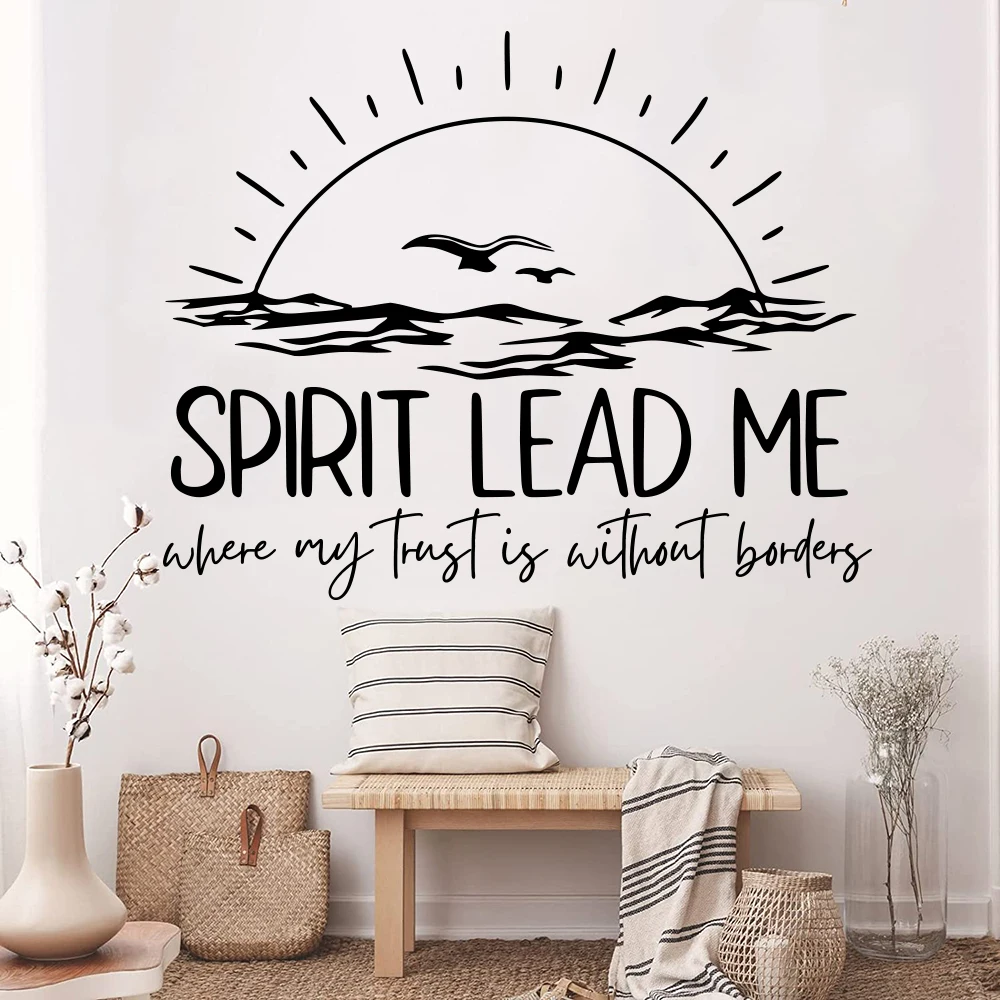 Spirit Lead Me Christian Bible Verse Sun Wall Sticker Inspirational Quote Where My Trust Is Without Borders God Jesus Decal