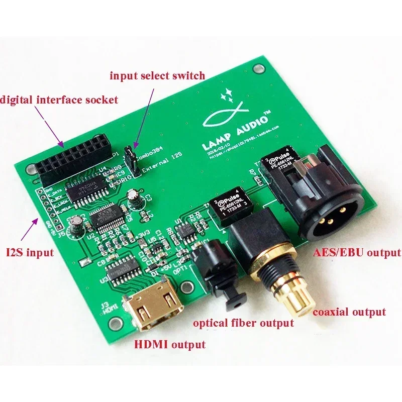 LUSYA New XMOS Amanero Italy USB Digital Interface HDMI I2S IIS ke Coaxial Fiber SPDIF AES Output Board