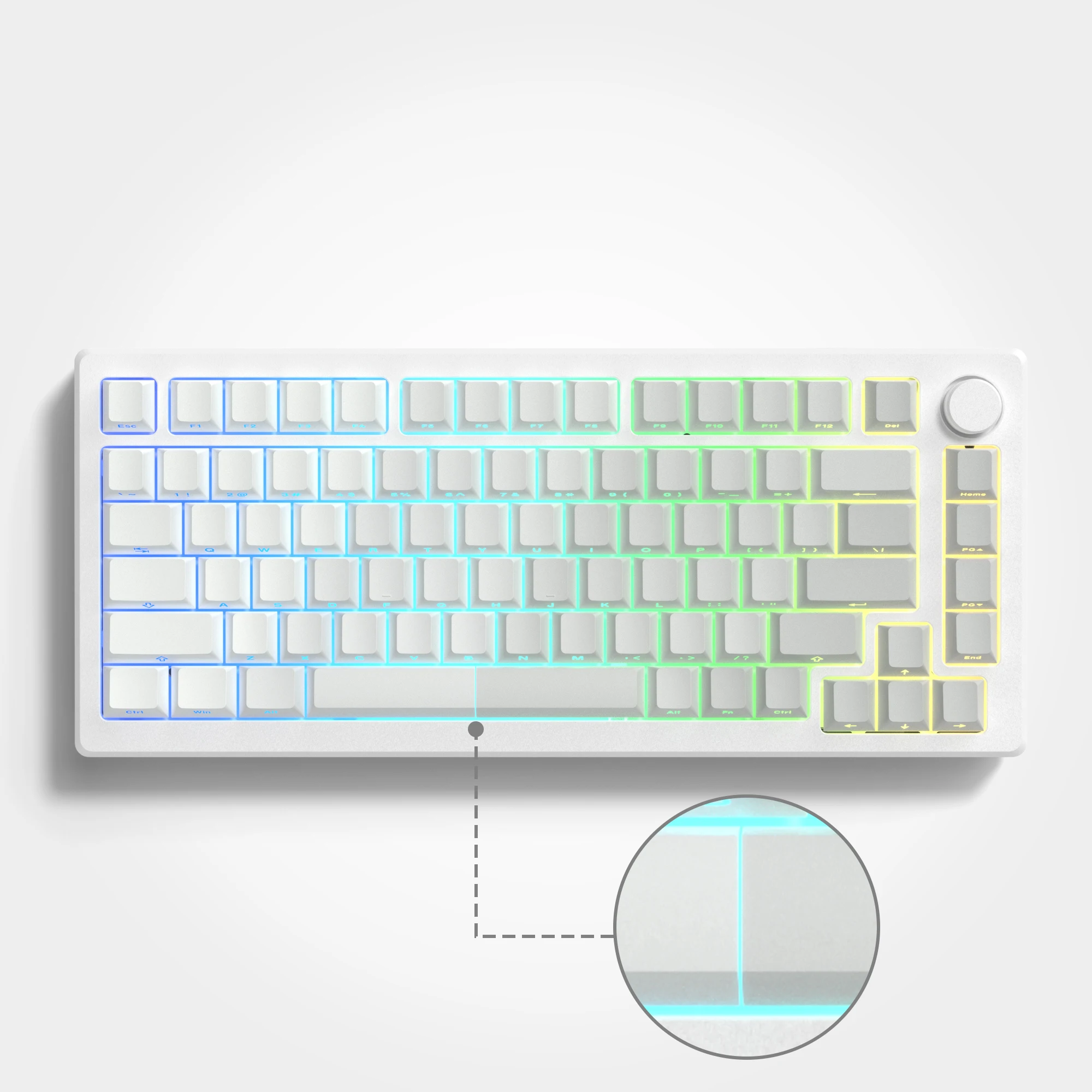 121 Key Gradient Gray White PBT Double Shot Side Print Shine Through Backlit keycaps For MX Mechanical Keyboard 108 87 84 64 61