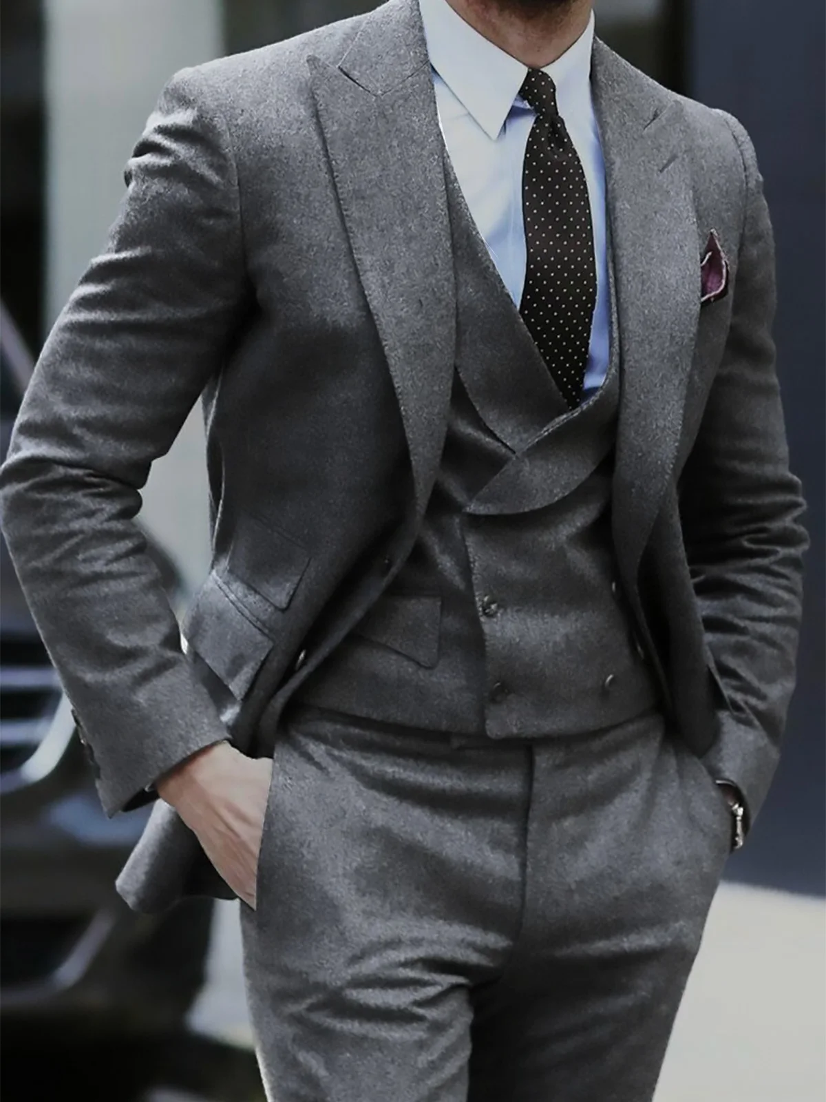 

ANNIEBRITNEY Double Breasted Tweed Suits for Men Slim Fit Peaked Lapel Tuxedo Man Suit Trajes De Hombre Herren Anzug Men Suits