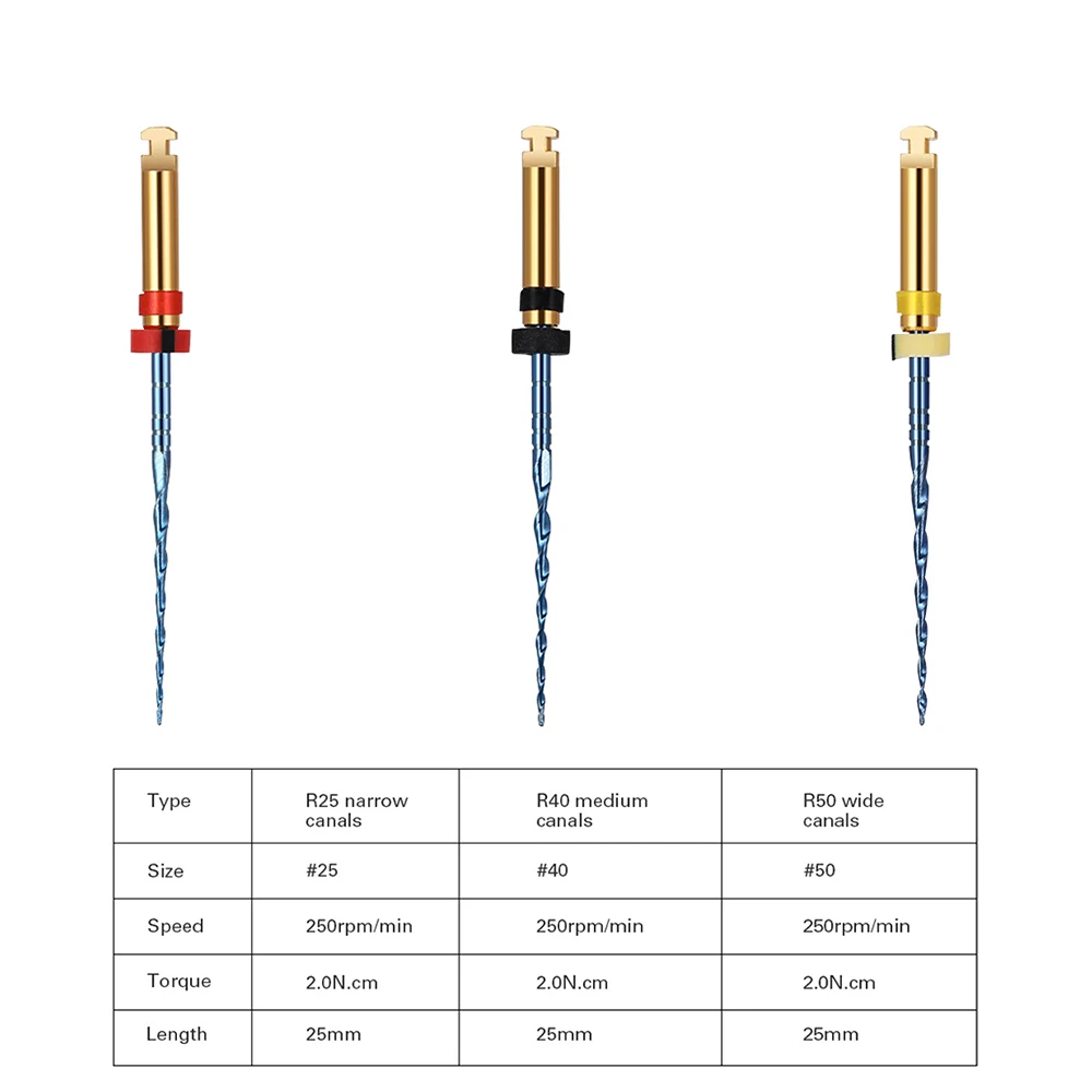 3 Pcs/Pack BAISTRA Dental Reciprocating Blue Endodontic Files Niti Rotary Root Canal Heat Activated 21/25 mm