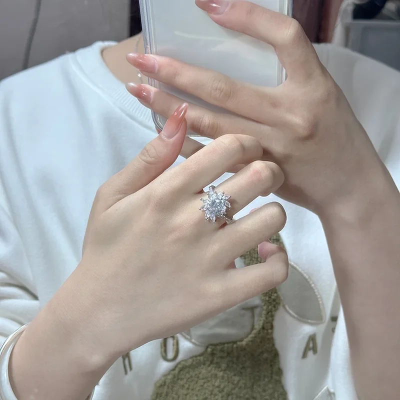 MDL Moissanite estilo Original de lujo corazón anillo de piedras preciosas chapado en oro de 18 quilates circonita personalizada diamantes rosas