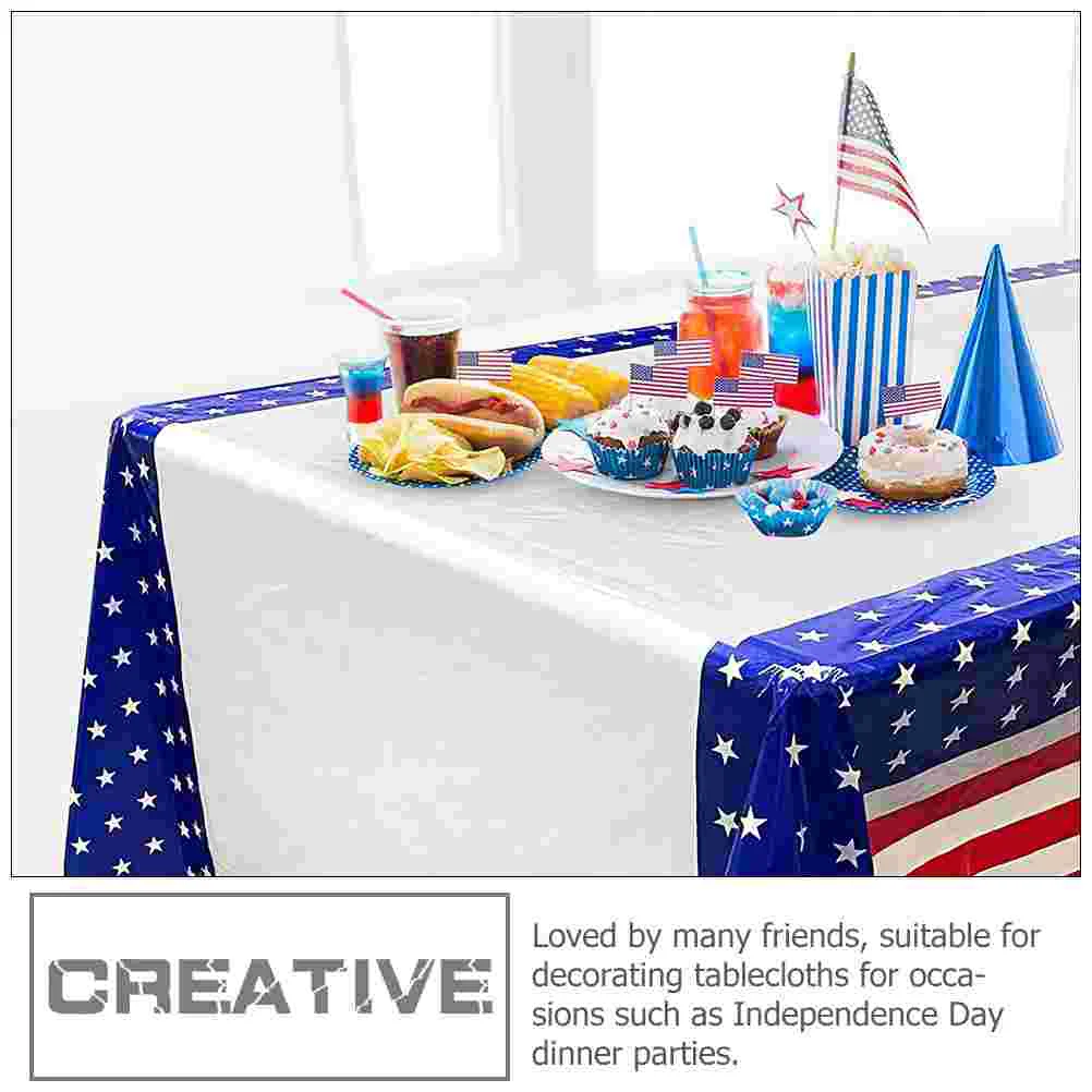 Independence Day Tablecloth Decorations Tablecloths Red White Blue for Parties Decorative Plastic Camping