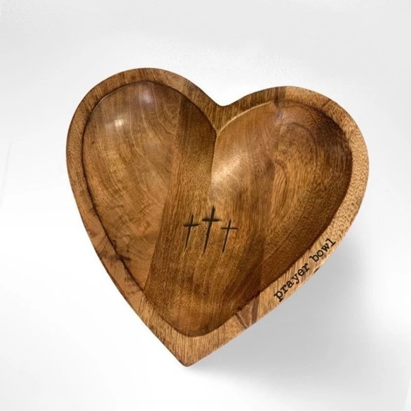 Heart Shaped Prayer Bowl - Religious Gifts, Wooden Prayer Bowls, Prayer Dough Bowls, Christian Congregation Gifts