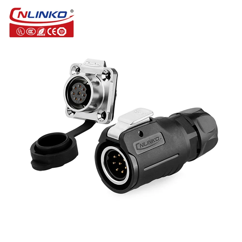 CNLINKO PBT Plastic M16 IP67 Waterproof 8 Pin Quick Lock Plug Socket Solder Wire Cable Connector