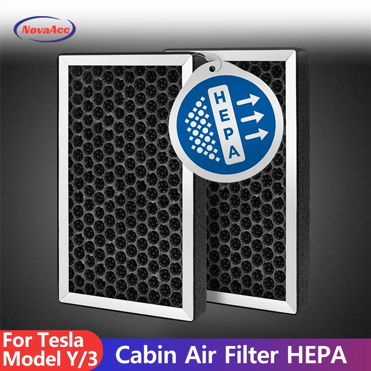 2 Pieces/Set For Tesla Model 3 Model Y HEPA Activated Carbon Air Filter Air Conditioner Filter Element Replacement Kit W/tools