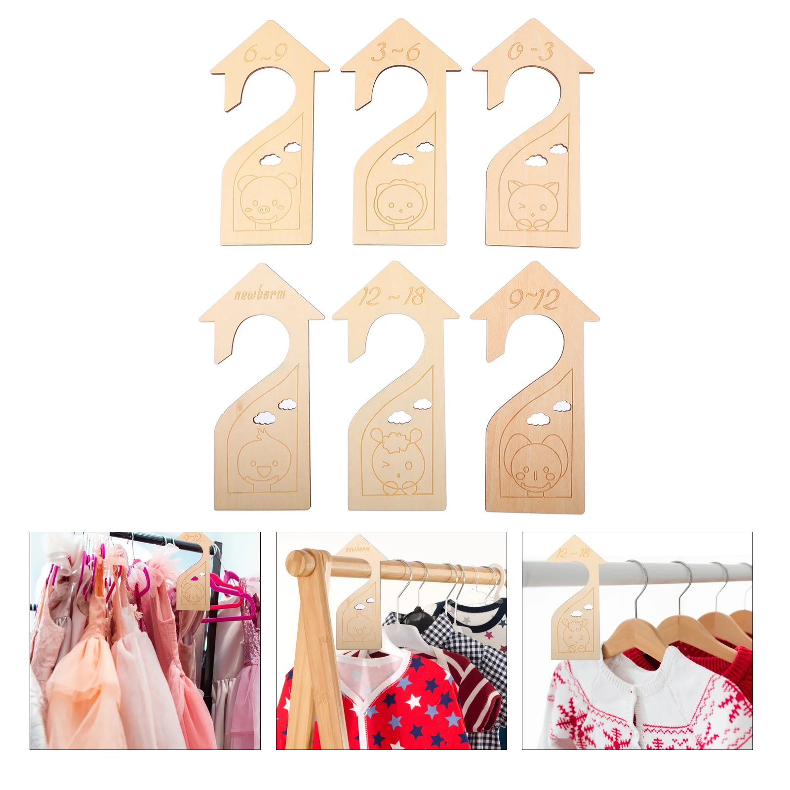

6pcs Baby Wooden Divider Set Newborn Closet Organizer Large Numbers Easy Size Sorting Baby Wardrobe Divider Closet Storage Gift