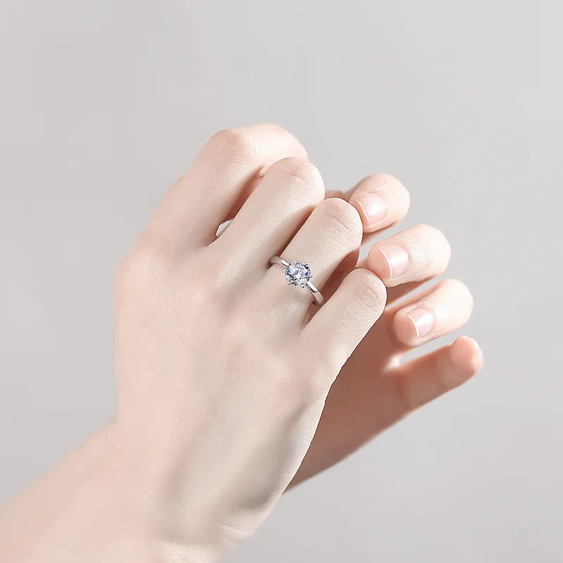 GRA معتمد مويسانيتي خاتم D اللون مختبر الماس خاتم سوليتير للنساء المشاركة وعد مجوهرات الزفاف الفرقة