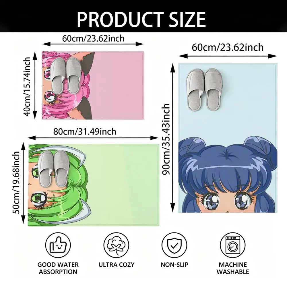 Magical girl Tokyo M-Mew M-Mew Floor Mat Soft Non Slip for Entry Door Bathroom Indoor Home Decorative Carpet