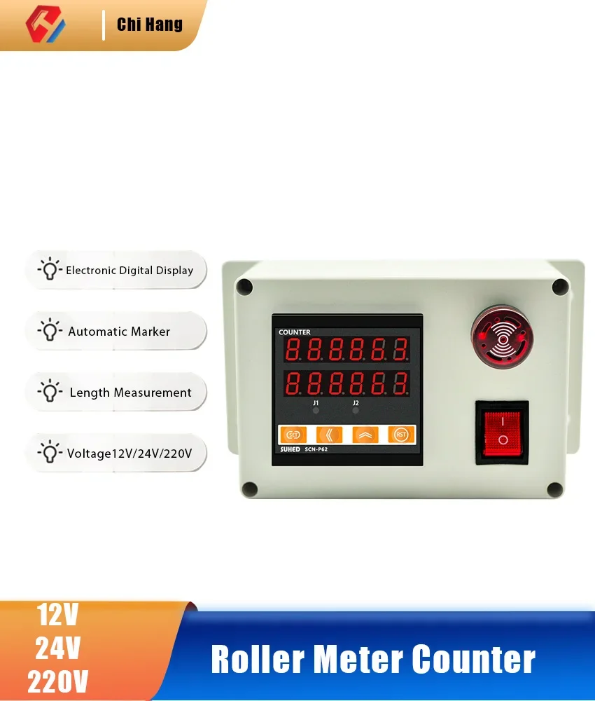 SCN-P62 Roller Meter Counter 12V/24V/220V Electronic Digital Display Automatic Marker Length Measurement Test Equipment