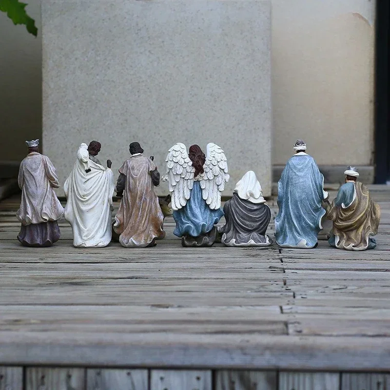

11pcs 15CM Handcrafted Resin Nativity Set Christmas Figurines Classical Manger Scene Religious Home Decor with Gift Box