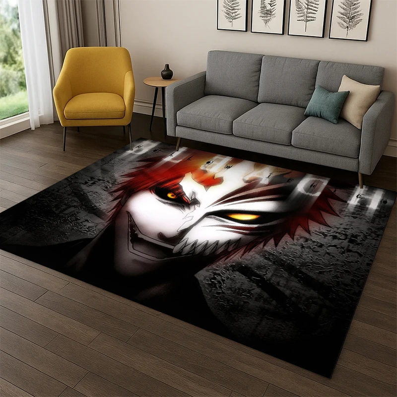 Retro Bleach Anime Kurosaki Ichigo Cartoon Carpet Rug for Bedroom Living Room Sofa Doormat Home Decor,Kid Area Rug Non-slip
