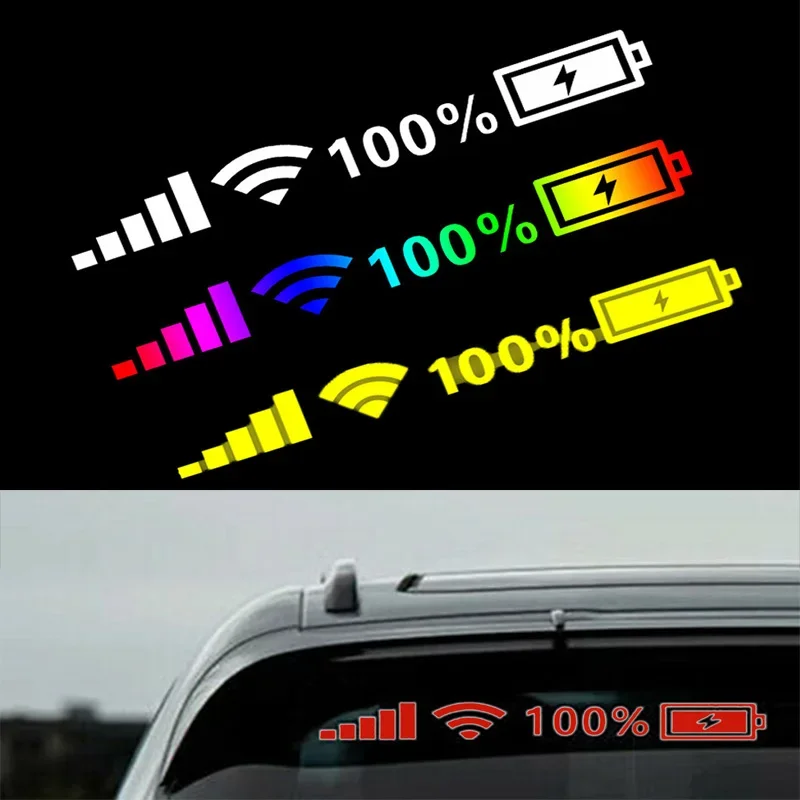 Car Reflective Stickers Wifi Battery Level Signal Decals Decor Car Funny Sticker For Auto Decor Accessories White/Multi-color