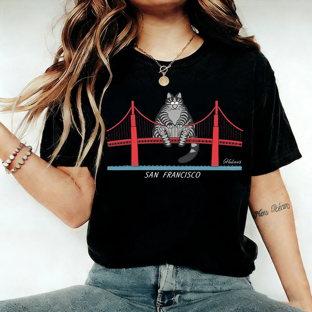 Project Hail Mary Shirt Ryan Gosling B Kliban Cat San Francisco Bridge Graphic Tee Sci Fi Novel Fan Shirt Jazz Hands Funny Tops