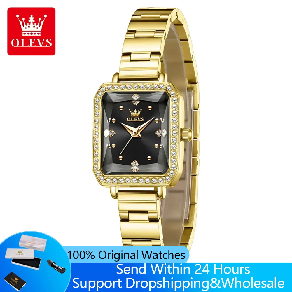 

OLEVS 5688 New Watches for Women Solid Steel Strap Original Import Quartz Movement Elegant Retro Diamond Bezel Ladies Wristwatch