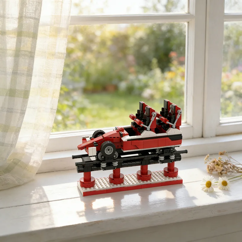 743pcs MOC ROLLERCOASTER RED FORCE PORTAVENTURA WORLD Model Building Blocks Toy Gift Creative Display Collectible Desk Premium