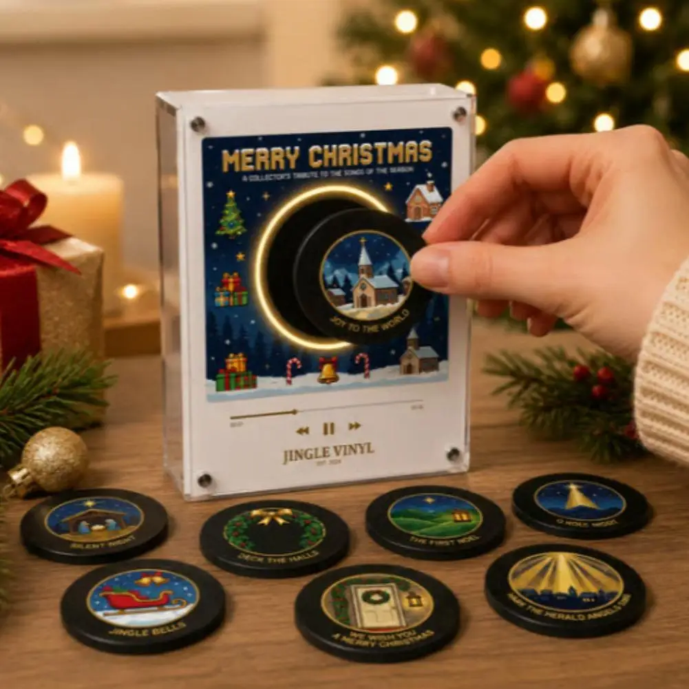 NFC Magnetic Record Player Halloween Christmas Fridge Magnets Set Retro Music Player Refrigerator Decor Magnets Home Ornament