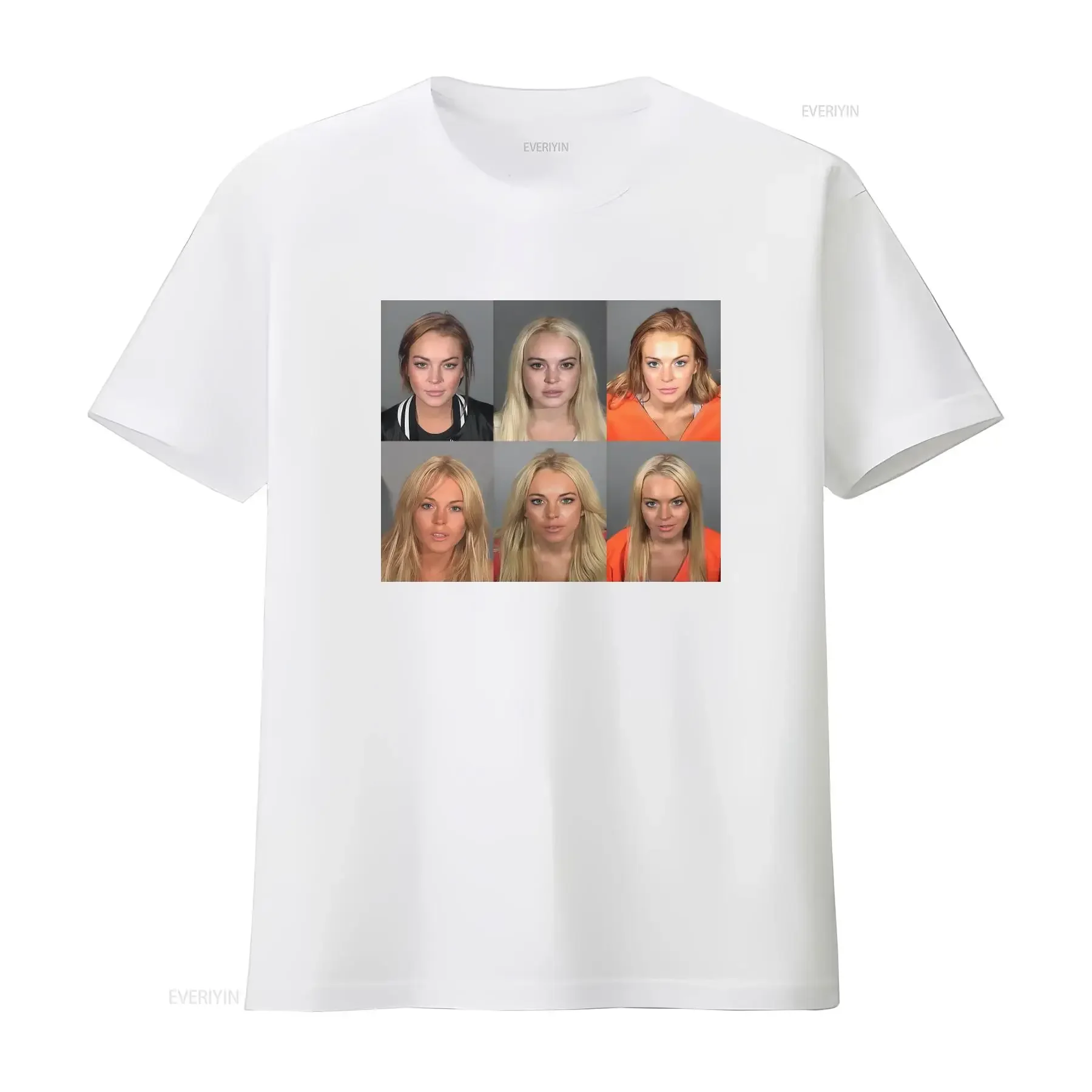 Lindsey Lohan Mugshot Gallery Softstyle T Shirt High Quality Print Comfortable Fabric Perfect for Fans vintage Washed - view 3