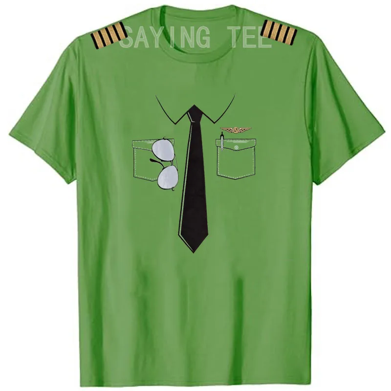 Das Pilotenuniform-T-Shirt, Y2k Flugzeug-Flieger ‌ Grafische Kleidung, Persönlichkeits-T-Shirts aus weicher Baumwolle, Geschenke für Flugzeugpiloten – Detail 9