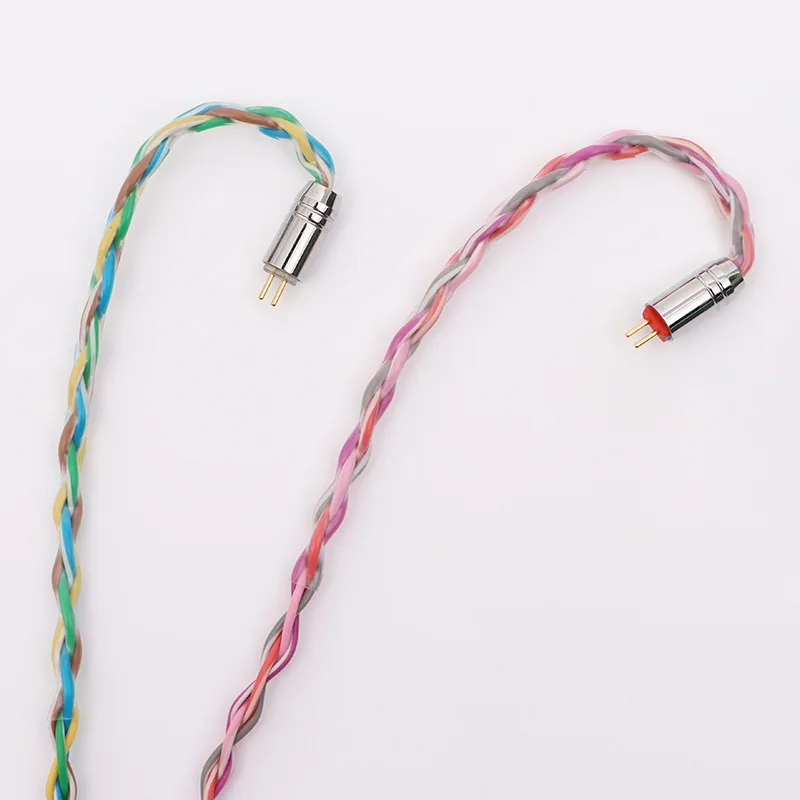 8Strand Cross Braided Rainbow Single Crystal Copper Earphone Upgrade Wire PVC Skin Electroplated Stainless Steel Plug 2.5//4.4MM