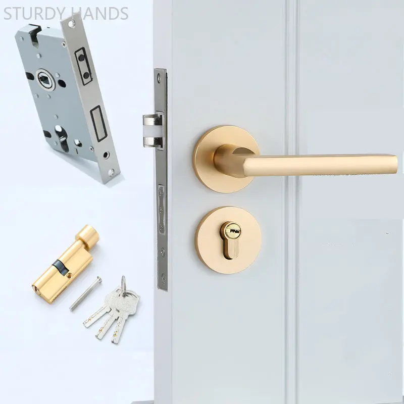 

High-quality Mute Magnetic Suction Lock Modern Aluminum Alloy Bedroom Door Lock Indoor Door Handle Lockset Household Hardware