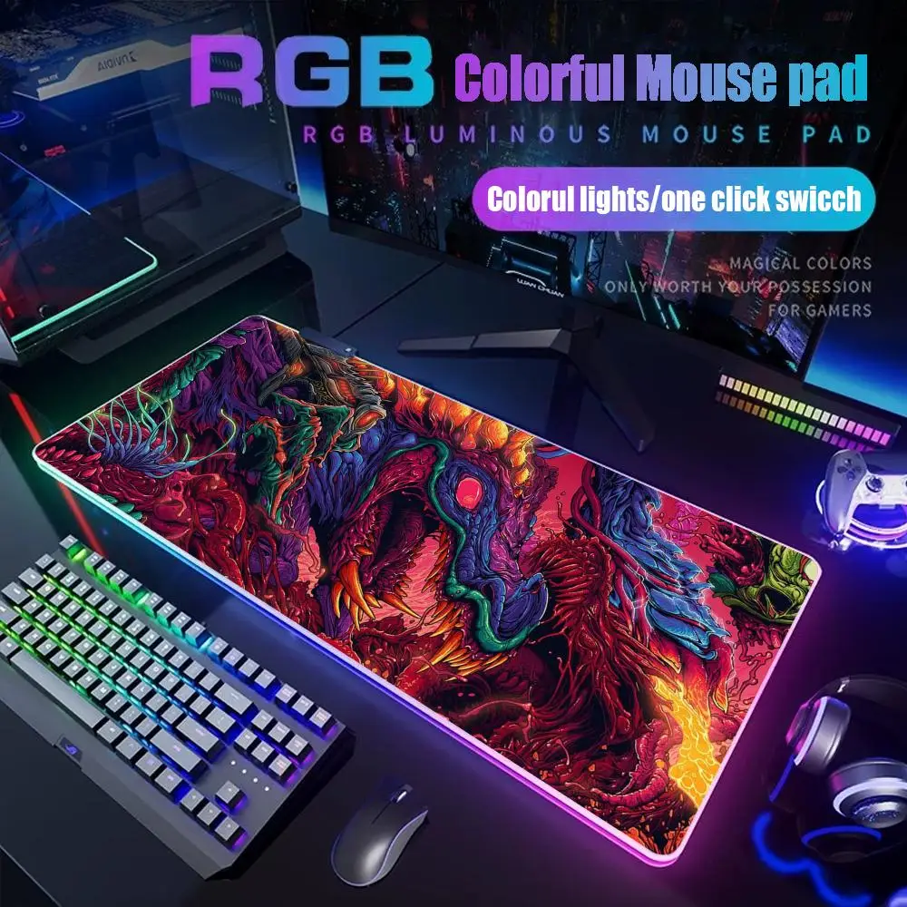 

Hyper Beast Mouse Pad Gamer Rgb Desk Mat Back Light Led Mousepad Setup Gaming Accessories Deskmat Big Mousepad Backlight