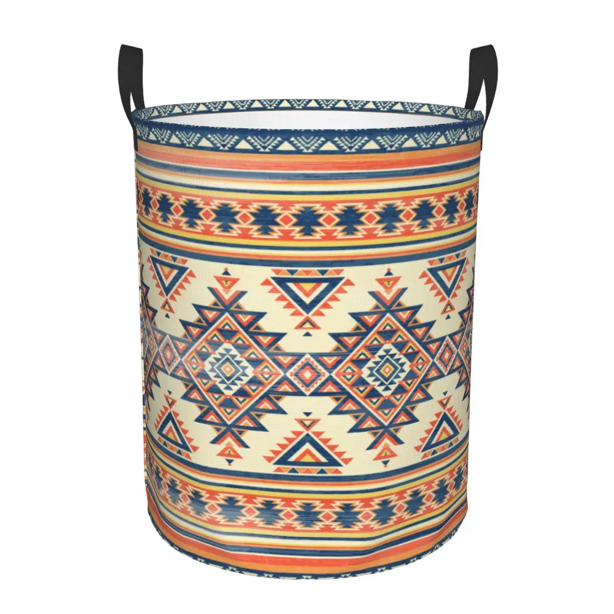 Custom Navajo Geometric Pattern Indian Print Ethnic Laundry Basket Foldable Toy Clothes Hamper Storage Bin for Kids Nursery