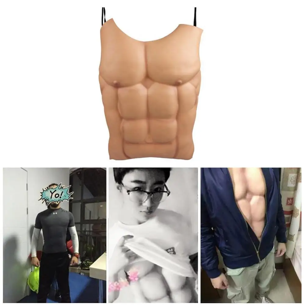 50*43cm Fake Chest Muscle EVA Men Fake Skin Chest Muscle Belly Costume Cosplay Props Crossdresser Halloween Party Decoration