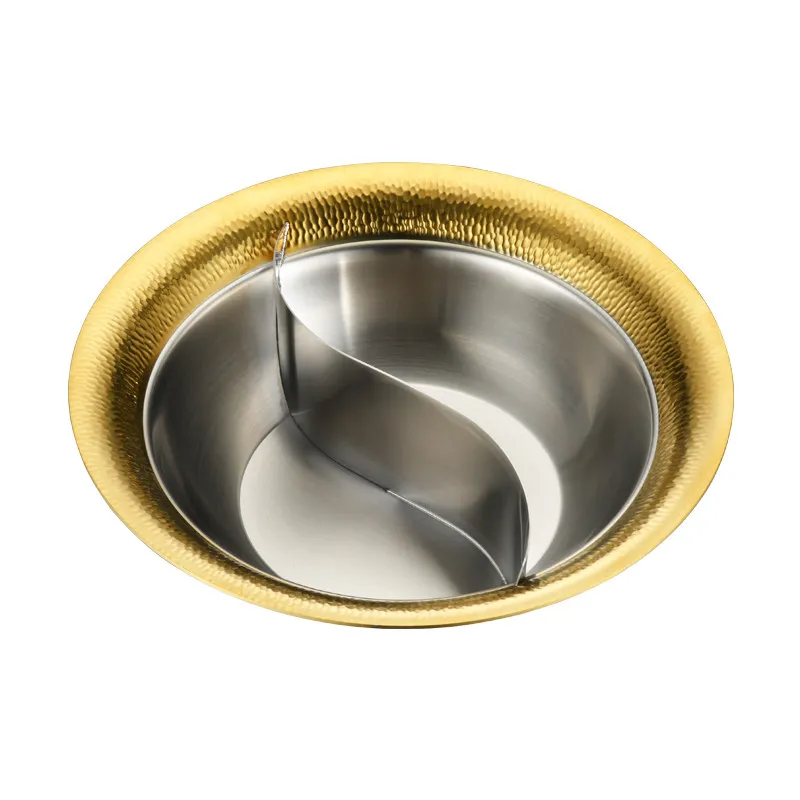 Commercial Extra Thick 304 Stainless Steel Hammer Pattern Double-flavor Cauldron /induction Cooker Gas Stove Clear Soup Hot Pots view 5