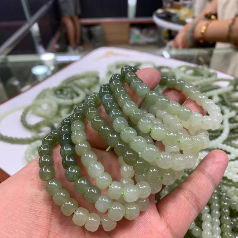 

Hetian Jade Qinghai материал-8 мм градиент старый стиль браслет из бисера аксессуары унисекс