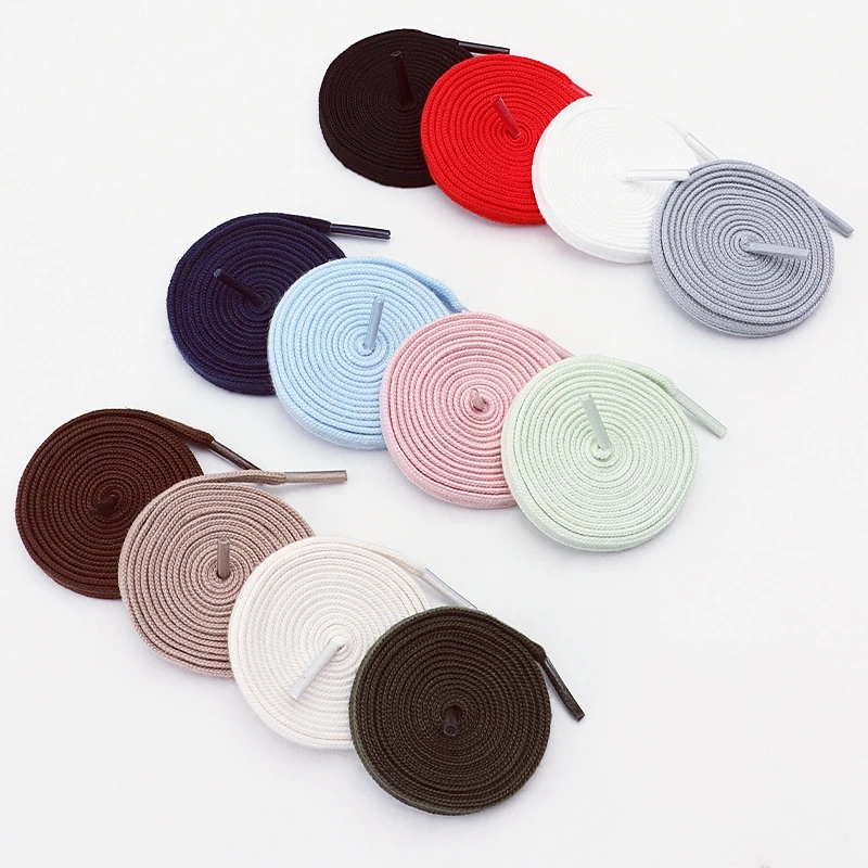 Classic Pure Cotton Shoelaces Flat Shoelaces Sport Canvas Shoelaces for Men and Women Width 0.8cm Length 100/120/140/160cm 1Pair